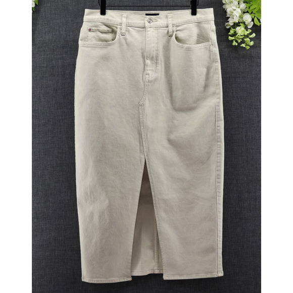 Hudson Jeans Reconstructed Denim Sheath Midiskirt on Cement Sz 32 - Picture 1 of 11